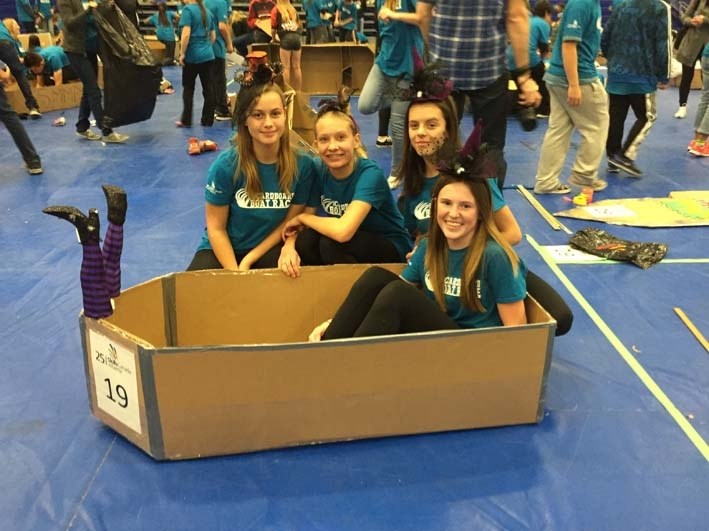 Jordyn Yaceyko, Natalie Scotton, Rhyanna Schultz, and Amy Parenteau were members of the gold medal winning team from H.E. Bourgoin school in the Skills Canada cardboard boat