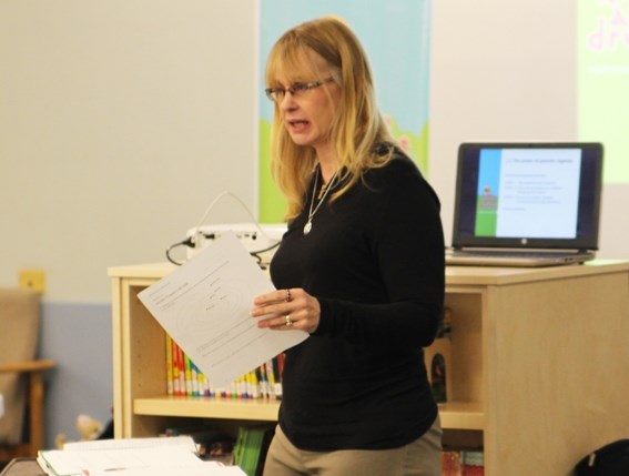 Brenda Zimmerman speaks to the people attending the Kids and Drugs session at Ardmore School on Jan. 24.