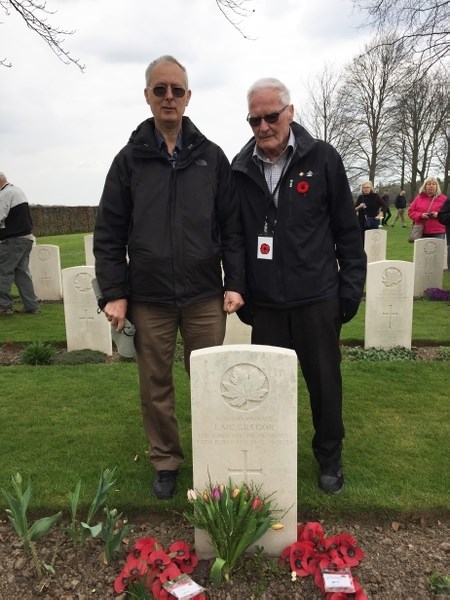 William McGregor (right) and his son Lloyd paid their respects to William&#8217;s brother, John, who died in the Second World War.