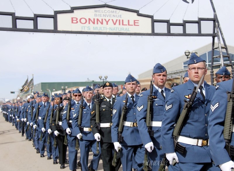 Troops from 4 Wing Cold Lake march through the Town of Bonnyville after being granted the Freedom of the City and Freedom of the District by the MD on Friday, May 5.