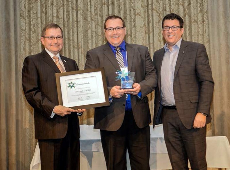 Bonnyville Health Centre physician Dr. Louis Coetzee receives the Covenant Health Mission Award for Compassion. Left to right: Covenant Health Board Chairman Ed Stelmach,