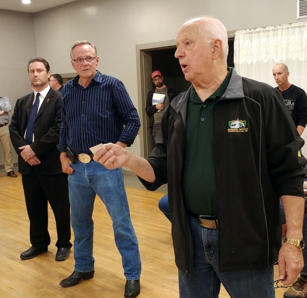 MD of Bonnyville Reeve Ed Rondeau speaks his mind during the Moose Lake open house meeting held July 18 at the Eastbourne Community Hall.