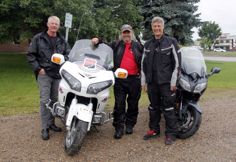 Craig Thomson, Lemont French, and Don Morris are travelling from coast to coast as part of the Military Police Fund for Blind Children rally.