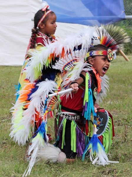 Naiche Duncan poses proudly after performing his native dance routine.