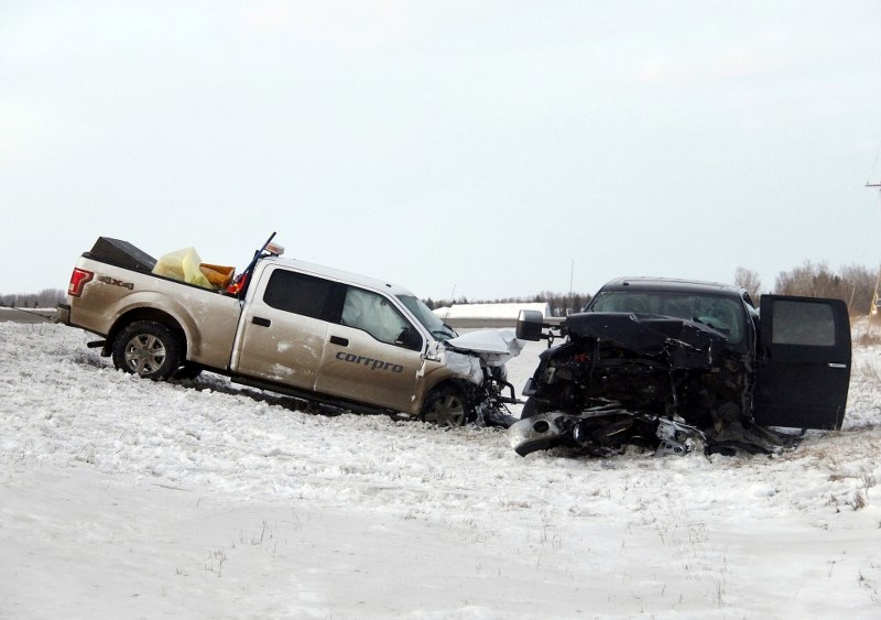 Two men and two children were sent to hospital on Friday, Nov. 24 following a two vehicle collision on Hwy. 41.