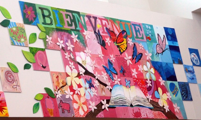 Every student in the school played a part in creating the mural, put together by three local artists.