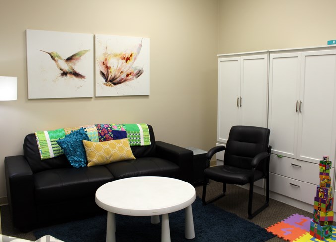  The child therapy room allows for the child to paint, draw, or create during their session.