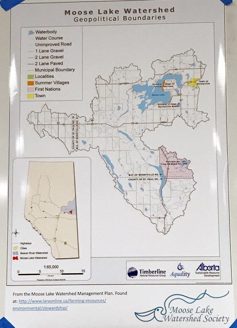  A poster showing the boundaries of the lake.