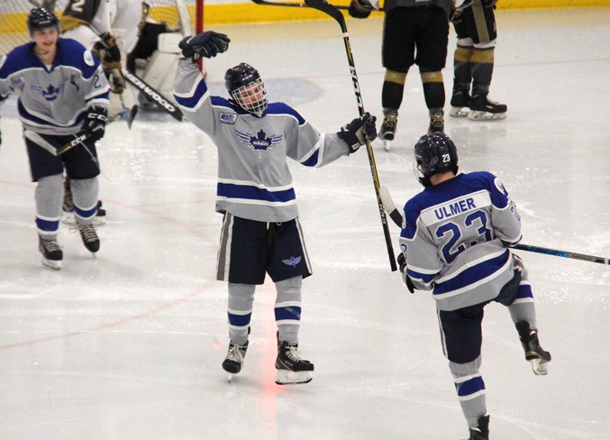  Trey Beck celebrates his goal early in the game