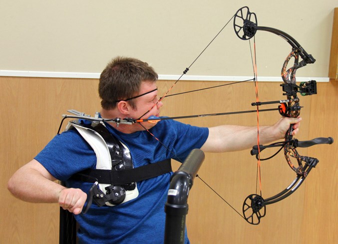  Josh Katish takes a shot using his adaptive release.