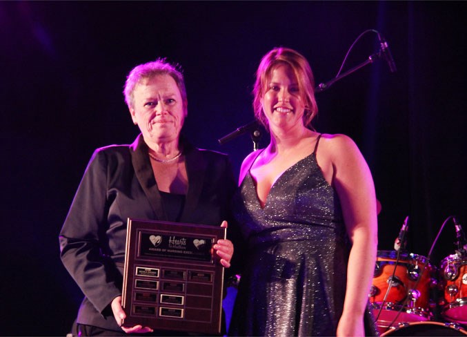  This year's recipient of the award for nursing excellence was Margo Van Buskirk (left). Presenting the award on behalf of Hearts for Healthcare is Kari Leiper.