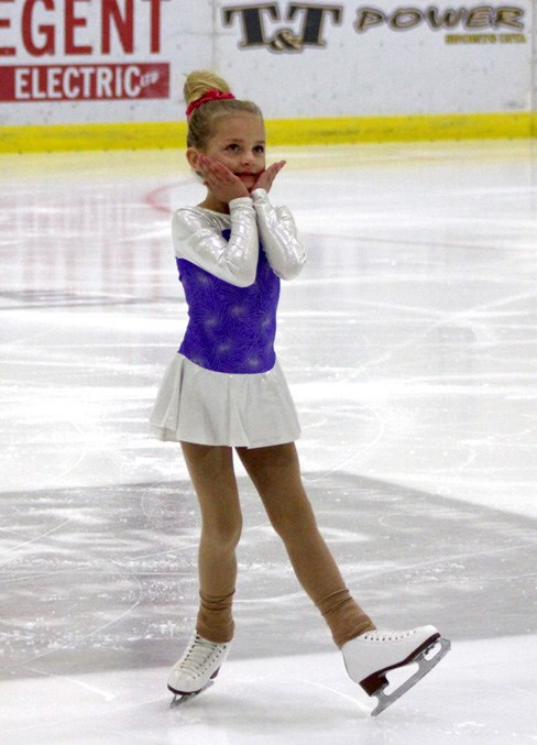  Addie Madden smiles at the crowd during the Bonnyville Skating Club's annual Skate for the Cure performance on Friday, Nov. 1. - Photo by Robynne Henry