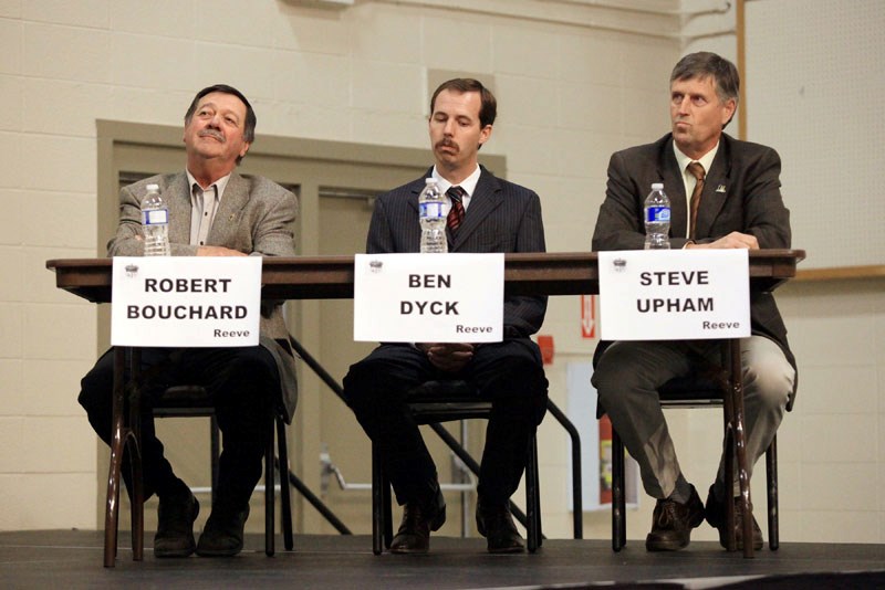 The focus was on the three candidates for Reeve at Large at an Oct. 6 election forum, in which Robert Bouchard, Ben Dyck and Steve Upham ended up fielding the majority of