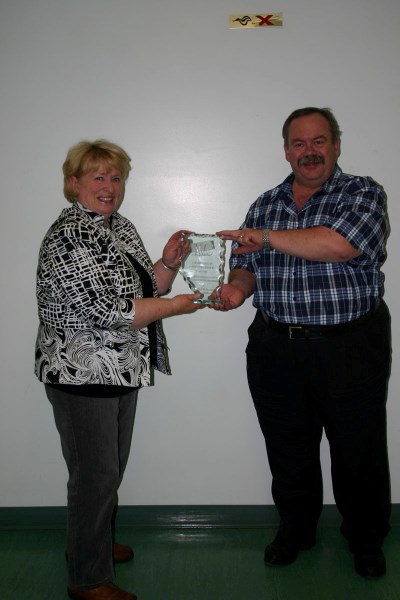 Elk Point and District Chamber of Commerce president Sandy Smith accepts the Alberta Chamber of the Year award for chambers with under 100 members from Alberta Chambers of