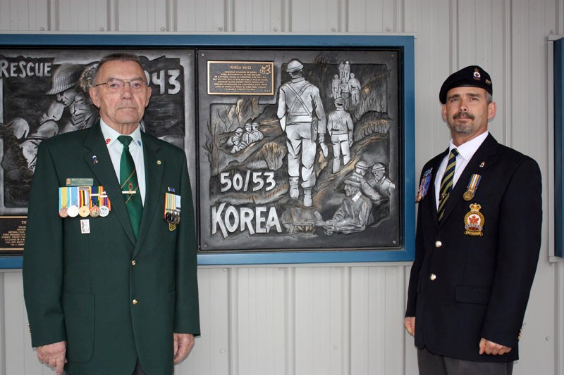 Princess Patricia&#8217;s Canadian Light Infantry Mike Lotoski, Korean War veteran and Russ Whitford publicity and service officer for the St. Paul Branch of the Royal
