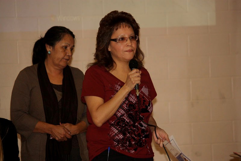 Frances Steinhauer-Ward (right) received an award during Hope Day held Tuesday morning at Kihew Asiniy school in Saddle Lake.