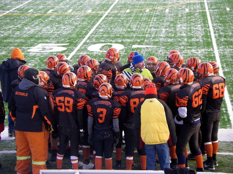The Bengals are seen here during the team&#8217;s provincial final game against the Calgary Colts in Calgary last Saturday.