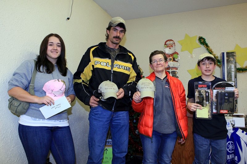 Pictured are some of the category winners at the Ashmont Buck of the Season competition. From left to right are Natalie McLachlan, Ken Chilibeck, Loella Hurtubise, and Kohl