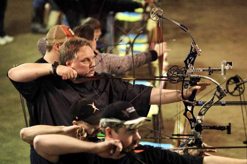 Rick Cull participates in the recent 3-D shoot-out in St. Paul on Sunday morning. Cull is a member of the St. Paul Archery Club and went to the 3-D Indoor Nationals at