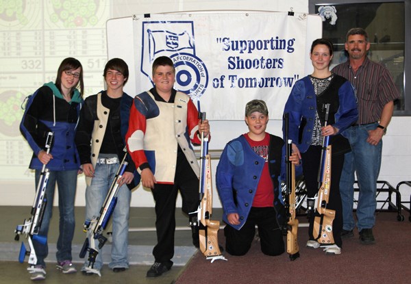 The Eldorado Air Rifle Club stops for a picture in Leduc while competing at the Maple Leaf Air Open May 13-15. From left: Mikayla Mailloux, Jordan Sinclair, Stuart Kotowich,