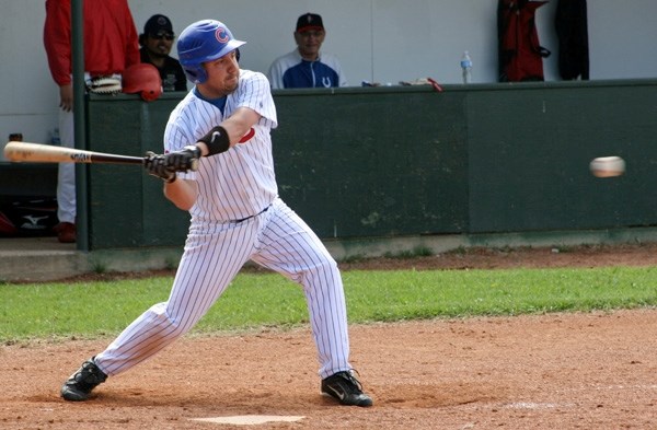 Cubs&#8217; centre fielder, Adrian Jean, steps up to bat during the Canada Day games against Goodfish at the Jaycee ballpark. The Cubs were successful in winning both games