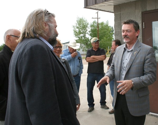 Candidate Doug Horner spoke at the St. Paul Ag Corral on June 15.