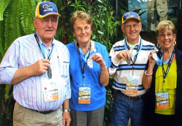 Alberta 55 Plus Games bocce team members from left, Joe Ibach, Pauline Ibach, Sandy Brown and Ann Brown show off their silver medals. The team represented Zone 7 at the