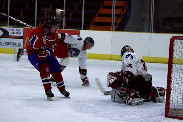 Anthony Garnier gets the puck to the net in Friday&#8217;s rematch against the Titans.