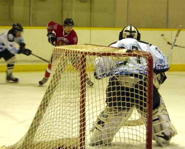 Braedin Makokis-McGilvery takes a shot.