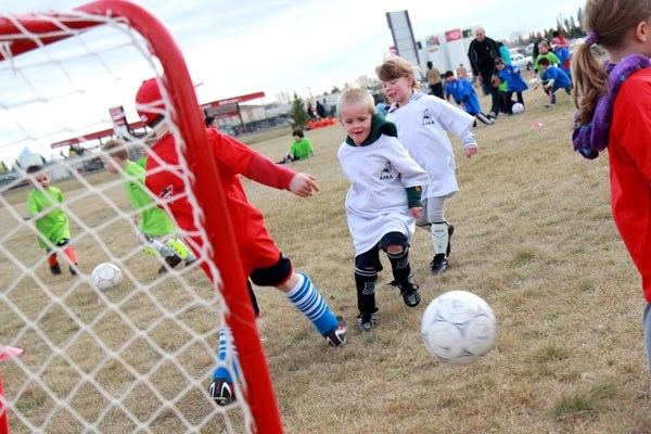 Kristopher Gray goes for the goal during a soccer game last week. Soccer season runs from May to June.