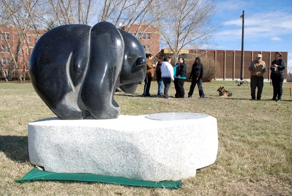 This statue, created by sculptor Stewart Steinhauer, will stand at the centre of a planned healing garden, to be created at Blue Quills First Nations College.