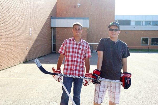 Dustin Ouellette and Ty Yuschyshyn are hoping to gain support for an outdoor hockey rink in St. Paul.