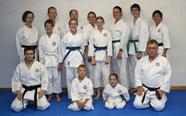 Members of the St. Paul Karate Do (back row, left) Berthe Pelchat, Michael Burrows, Sarah Gaignard, Deanna Michaels, Michelle Hardcastle (middle row) Bailey Gaignard, Gemma