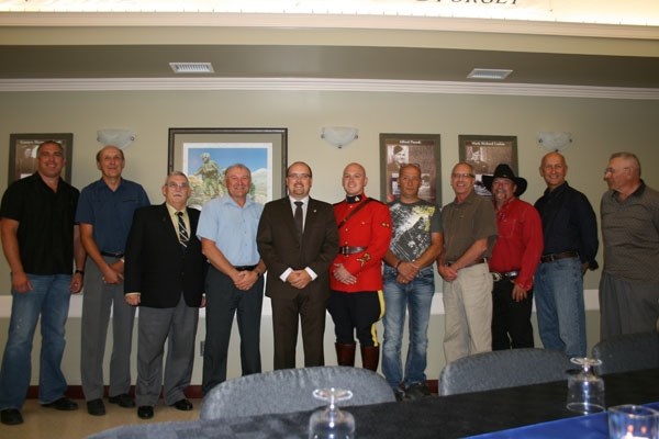 MP Brian Storseth (centre) presented the Queen&#8217;s Diamond Jubilee medal to 10 individuals last Wednesday. From left to right are medal recipients Eugene Labant, Vic