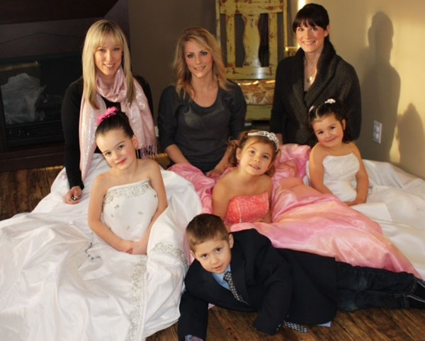 Roseann Brousseau, Lise de Moissac and Leslie de Moissac (back row) are all set to rock the dress at a gala event to be held on Feb. 9. Meanwhile, children Peyton, Cruz,