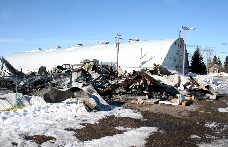 Only a pile of rubble is left after the Two Hills Curling Rink caught fire last week.