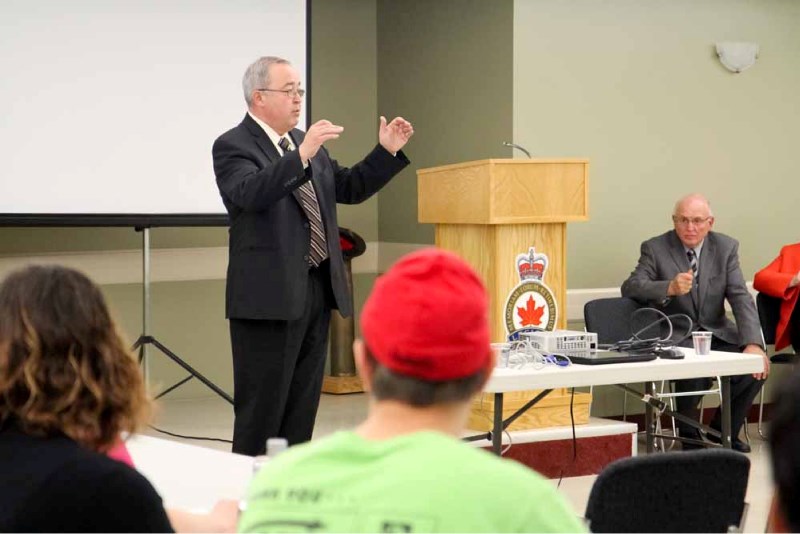 Associate Minister of Services for Persons with Disabilities Frank Oberle took time to speak to local residents on Friday in St. Paul.