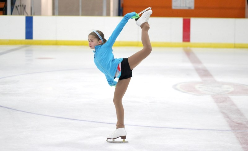 Megan Mortensen practices her routine at the Clancy Richard Arena last Tuesday. Mortensen had a strong performance at the Alberta Sectionals Championship in Edmonton last