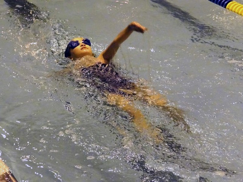 Lizzy Nickel takes part in the St. Paul Barracuda&#8217;s fall swim meet at the St. Paul Acquatic Centre last Wednesday.