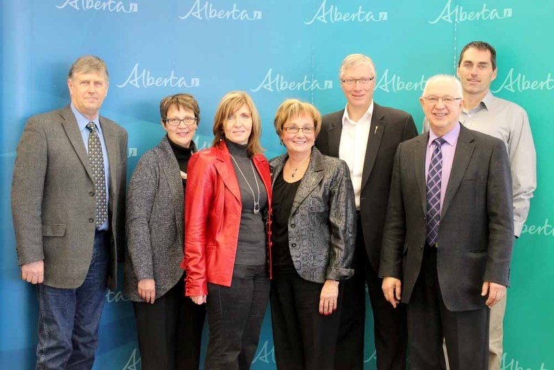 (From left) County of St. Paul Reeve Steve Upham, County of St. Paul Councillor Maxine Fodness, County of St. Paul CAO Shiela Kitz, Bonnyville-Cold Lake MLA Genia Leskiw,