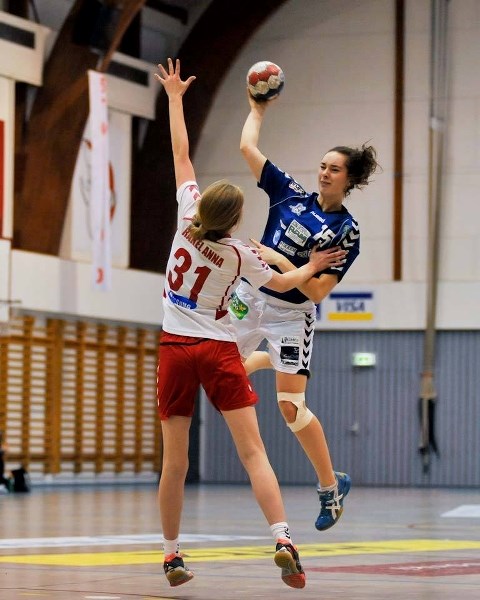 Mallaig School student Baylee Jeffery plays in a game of handball in Iceland, in early January.