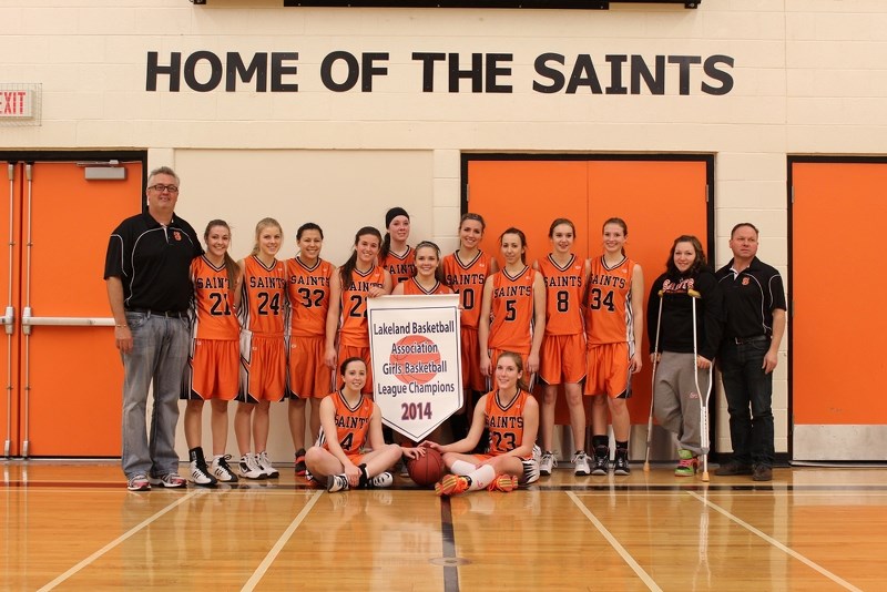 The St. Paul Regional High School Saints girls basketball team claimed back-to-back Lakeland Basketball Association championships with a 44-27 victory over the Cold Lake