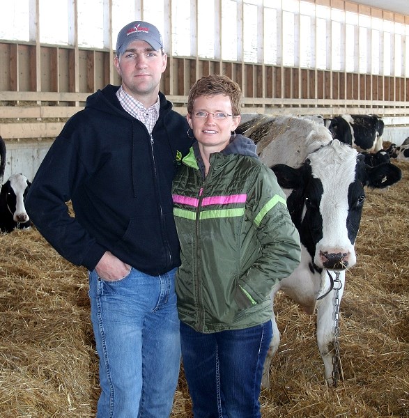 Richard and Nicole Brousseau, owners of Moo-Lait Farms were eager to show the comfort in which their cows live. In the living portion of their barn, the cows are given a