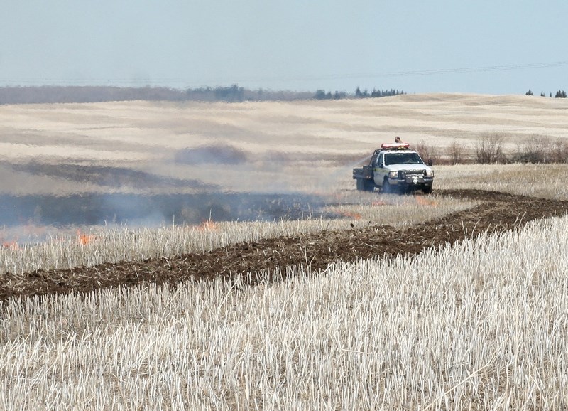 Fire crews from St. Paul and Glendon responded to a fire in a field near St. Vincent on Wednesday afternoon. The fire started after a previous controlled burn restarted in