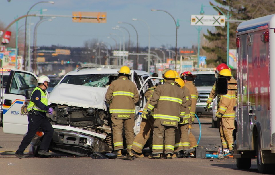 Emergency crews respond to an incident involving firearms at the intersection of Main Street and 48th Street in St. Paul, slightly before 6 p.m.