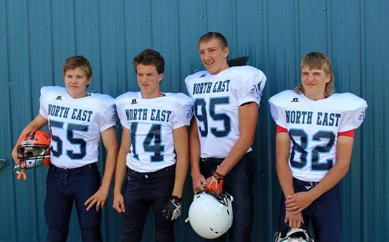 Spencer Graling, Madison Brousseau, Brad Dubrule, and and Sam Tillapaugh were part of the Zone 7 football team that competed at the Alberta Summer Games in Airdrie over the