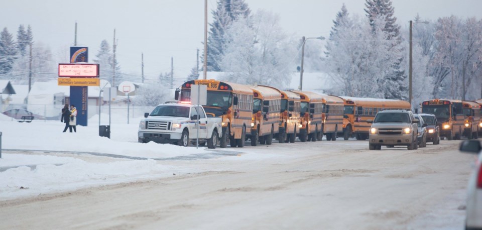 Buses were backed up while RCMP investigated a loud noise at St. Paul Elementary School Friday afternoon.