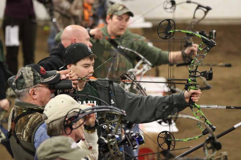 Archers manned the stations during the 3D Archery Shoot in St. Paul on Jan. 31, with local sharpshooter Caleb Mackinnon in the centre of it all.