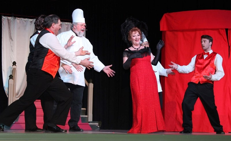 The cast of Hello Dolly! puts on a show for the crowd gathered at the Elk Point Allied Arts and Leisure Centre this past weekend.