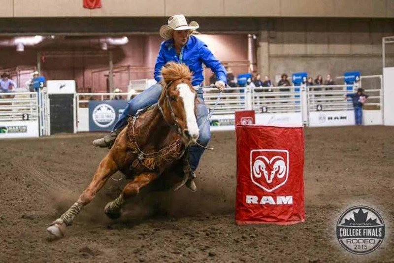 Caitlin Stark is pictured competing at the Canadian College Finals Rodeo.
